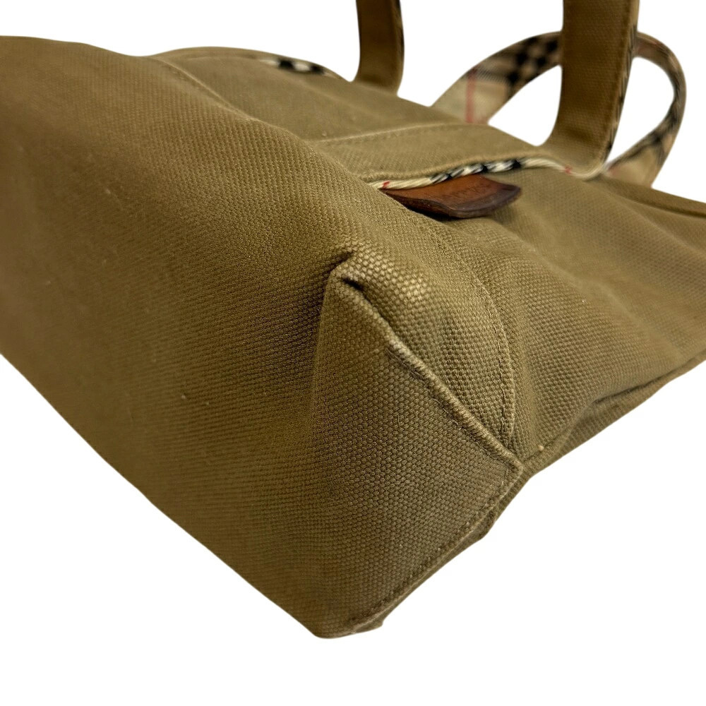 Burberry Blue Green Tote Khaki Handbag Label